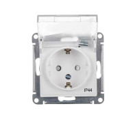 Розетка 1-я с/з с проз.крышкой мех. IP44 белый AtlasDesign Aqua ATN440146                           