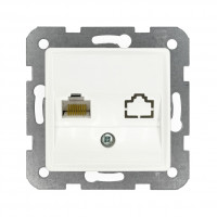 Розетка телефонная 1xRJ45 (Cat5E) мех. белая VIKO Linnera 90440013                                  